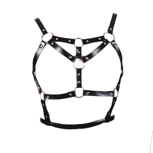 JPXJGT Mens PU Leather Body Chest Suspenders Gay Black Body Chain Cage Belt Adjustable(Size:Einheitsgröße,Color:Schwarz) von JPXJGT