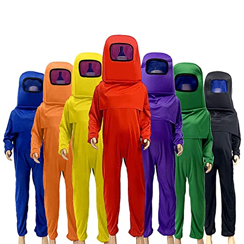 JQMAO Astronaut Kostüm Kinder Space Anime Cosplay Jumpsuit für Anzieh Kleidung Karneval Weihnachtsfeier Geburtstagsparty mit Helm Rucksack (Blue, L) von JQMAO