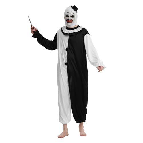 JQMAO Halloween Terrifier Clown Kostüm Herren: Art the Clown Kostüm - Gruselige Filmkostüme für Erwachsene Männer (L) von JQMAO