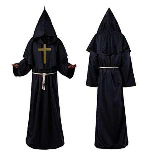 JQMAO Prister Costume, Halloween Mönch Kostüm for Men, Carnival Costumes for Men, Cosplay Costumes for Men (L) von JQMAO