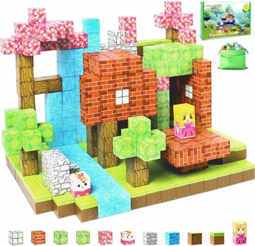 Yolla Loos Magnetische Bausteine - Build Mine Magnete Welt World Set, Magnetisches Spielzeug für Jungen und Mädchen im Alter von 3 49PCS von Yolla Loos