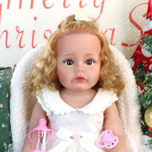 JRLCGYP Realistische Neugeborene Babypuppen Mädchen, 55,9 cm Silikon Ganzkörper Babypuppe mit Prinzessinnenkleid, Vinyl Real Life Like Baby Dolls Soft Look Real Set für über 3 Jahre alt von JRLCGYP