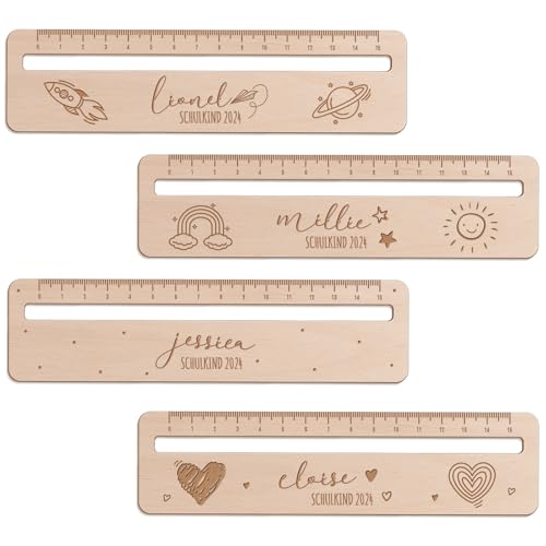 Personalisierte Kinder Lesehilfe und Lineal, 2024 neue Holz Lineal 15cm mit Namen Text Motive, Benutzerdefinierte Schule Lineal für Mädchen und Jungen für Start der Schule Geschenk (CUSTOM 01) von JRLCTECH