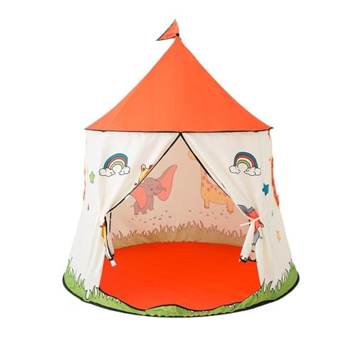 Spielzelt Indoor Tipi Zelt für Kinder: Indianerzelt Zelt Kinderzimmer - Spielhaus Kinder Indoor - Pop Up Kinderzelt Drinnen Geschenk für Kinder (Orange) von JRPRSC