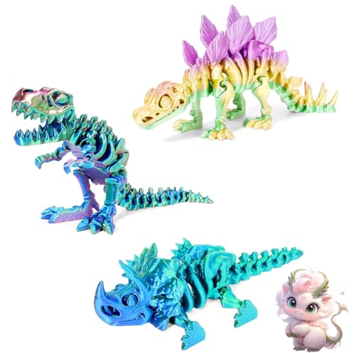 JRYBXS 3D Drache, Fidget Toys, 3 Stück Drache 3D Gedrucktes Dinosaurier Skelett, Skelett Dinosaurier Spielzeug Realistische Drachen Spielzeug, für Heimbüro Dekoration von JRYBXS