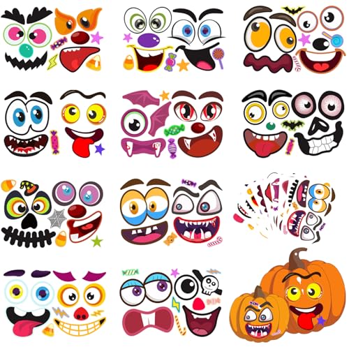 JRYBXS Halloween Sticker, Halloween Deko, 40 Süße Aufkleber Mit Emoticons Design, Insgesamt 20 Stück, für Halloween Kürbis Festival Party Dekoration Halloween Make Up Accessoires von JRYBXS