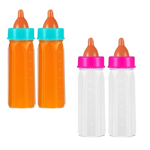 JRYGAC 4 Stück Baby Born Flasche, Puppenzubehör Simulierte Fütterung für Babypuppen, Magische Flasche Kippen Verschwindender Flüssigkeit, Baby Born Zubehör, Puppe Zubehör Geschenke für Kinder von JRYGAC