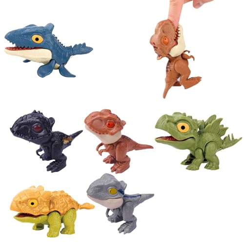 JRYGAC 6 Stück Dino Spielzeug Biss Finger, Dinosaurier Figuren Spielset, Dino Figuren mit Eine Vielzahl Stilen, Kleine Dinosaurier Figuren Interaktive Kinderpartyspielzeug, für Jungen Mädchen von JRYGAC