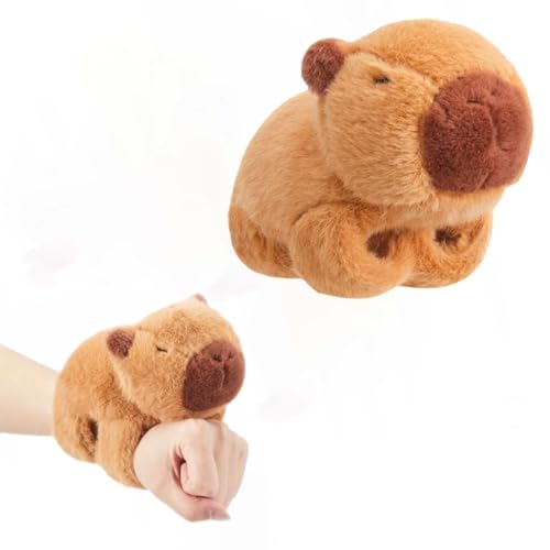 JRYGAC Capybara Schnapparmband Kinder, Simulation Capybara Plüschtier, Weiche Plüschtier Capybara Kuscheltier, Capybara Kuscheltier Snap Armband, Geschenk für Kinder Und Freunde (19 cm) von JRYGAC