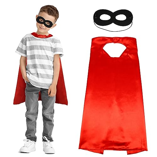 Supermann Kinderkostüm Superheldenumhang Superhelden Umhang Kinder mit Superman Maske Superheld Cape Mantel Cosplay Kostüm für Junge Mädchen Halloween Herren Kinder Jungen von JRYXDS