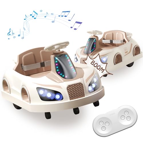 6V Autoscooter, Autoscooter für Kinder mit Fernbedienung, Musik, Blinklicht und Sicherheitsgurt, 360° drehbares Spielzeugauto, geeignet für Kinder im Alter von 3–8 Jahren (Khaki) Khaki von JS Ouyafei