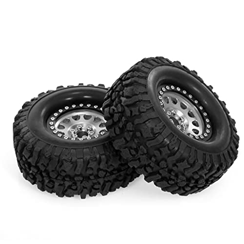 JSGHGDF 2 2'' Realistisches Crawler Gummirad Reifen Set 2 Teilen Modell Innenraum Fernbedienung SCX10 Maßstab 1:10 von JSGHGDF