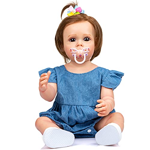 JSGHGDF 55cm21in Baby Dolls Girl for Nurturing for Realistic Handmade Full Body Soft Toy for Brown von JSGHGDF