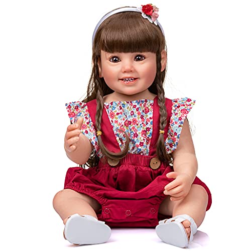 JSGHGDF 55cm21in Baby Dolls Girl for Nurturing for Realistic Handmade Full Body Soft Toy for Brown von JSGHGDF