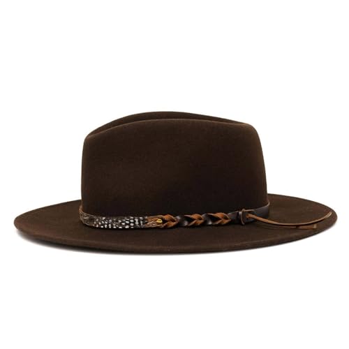 JSGHGDF Eleganter Ledergürtel Hut Cosplay Kostüm alle passenden Fedoras Hut Bühnenkünstler Top Hut Erwachsene Winter Warme Wollmütze von JSGHGDF