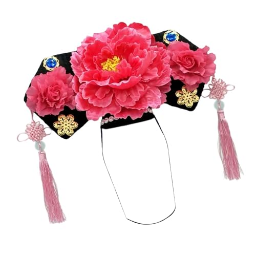 JSGHGDF Eleganter chinesischer Prinzessinnen-Kopfschmuck, traditionelle alte Kopfbedeckung, Blumenhut für kulturelle Veranstaltungen von JSGHGDF