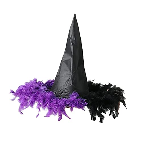 JSGHGDF Halloween Frauen Hüte Halloween Kleid Party Karneval Dekorationen Federn Trim Breite Krempe Kostüm Zubehör von JSGHGDF