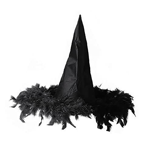 JSGHGDF Halloween Frauen Hüte Halloween Kleid Party Karneval Dekorationen Federn Trim Breite Krempe Kostüm Zubehör von JSGHGDF