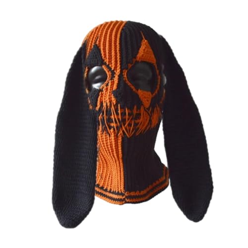 JSGHGDF Halloween Kappe Erwachsene Teufelsclown Handgefertigte Gesichtsbedeckung Gehäkelte Kapuzenmütze Party von JSGHGDF