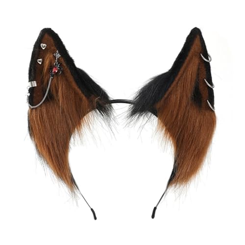 JSGHGDF Halloween Wolf Ohr Form Stirnband mit Legierung Ohrring Punk Mädchen Cosplay Haarband von JSGHGDF