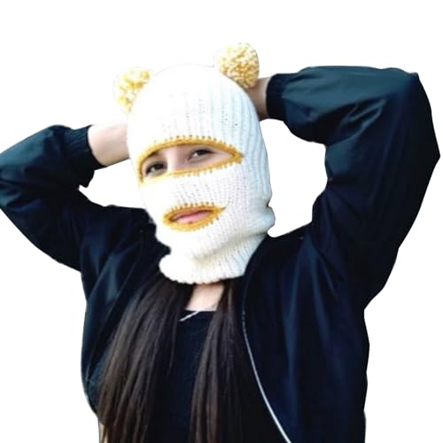 JSGHGDF Handgehäkelte Kopfbedeckung Erwachsene Unisex Halloween Party Neuheit Bärenohren Teenager Winter von JSGHGDF