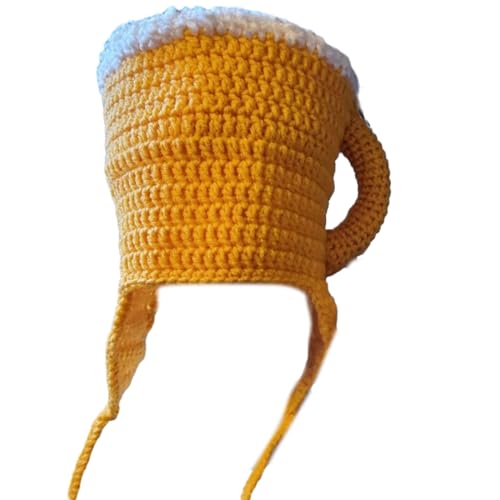 JSGHGDF Lustige Bierkrug Cosplay Mütze Jugendliche Gestrickte Strickmützen Requisiten Bierliebhaber Halloween von JSGHGDF