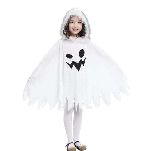 JSGHGDF Mädchen Halloween Mäntel Kostüm Mit Kapuze Cape Mäntel Party Dress Up Kinder Weiße Mäntel Halloween Mäntel, L, M, L, M von JSGHGDF