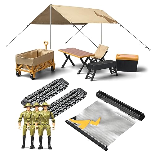 JSGHGDF Outdoor Camping Set 1/12 Fernbedienung Auto MN85K Seite Markise Camping Zelt Simulation Camping Ausrüstung von JSGHGDF