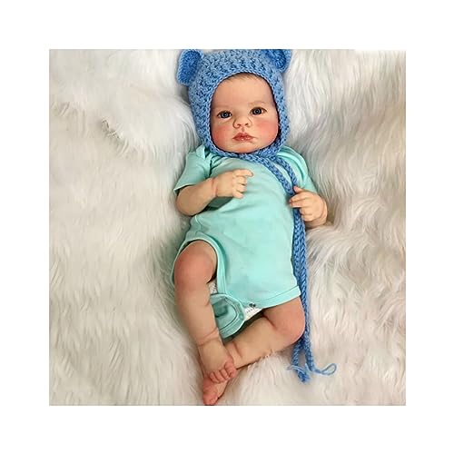 JSGHGDF Reborns Kleinkind-Mädchen mit buntem Overall, weich, 49 cm von JSGHGDF