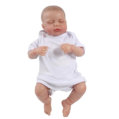 JSGHGDF Reborns Neugeborenes, weiches Tuch, lebensecht mit Augen, geschlossen, realistisch, schlafend, 45 cm von JSGHGDF