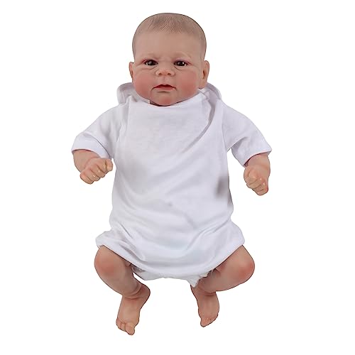 JSGHGDF Reborns Neugeborenes, weiches Tuch, lebensecht mit braunen Augen, realistischer Schlaf, 40 cm von JSGHGDF