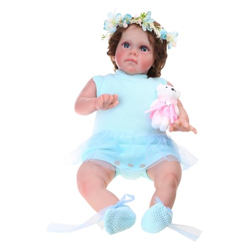 JSGHGDF Reborns Populäres Schmollmädchen mit beweglichem Arm und Bein, weiches Kuscheltier für Kleinkinder, 60 cm von JSGHGDF