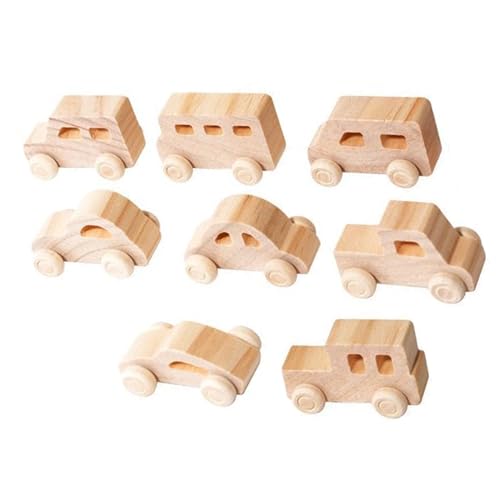 JSGHGDF Set 6/8 Holzautos Holzautospielzeug Verschiedene Interaktives Zeichenset von JSGHGDF