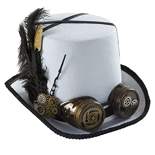 JSGHGDF Steampunk-Hut für Herren mit Brille, Steampunk-Zeithut, Halloween, Steampunk-Zubehör, Steampunk-Hut von JSGHGDF