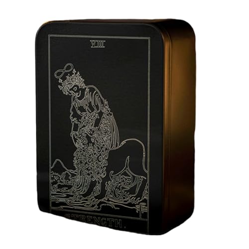 JSGHGDF Tarotkarten Aufbewahrungsbox Mit Weißem Linienmuster Eisen Tarotkarten Aufbewahrungsgeschenke Etui Kleine Schmuckkästchen Wahrsagerei Aufbewahrungsbox von JSGHGDF