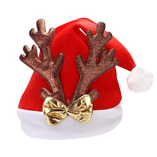 JSGHGDF Weiche Weihnachtsmütze Hirsch Horn Weihnachten Party Hut Plüsch Nikolausmütze Navidads Requisiten Neujahr Dicke Weihnachtsmütze von JSGHGDF