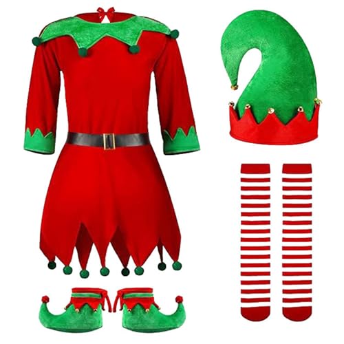 JSGHGDF Weihnachtskostüm Kleid Schuhe Socken Weihnachtskostüm Outfit Jungen Mädchen von JSGHGDF