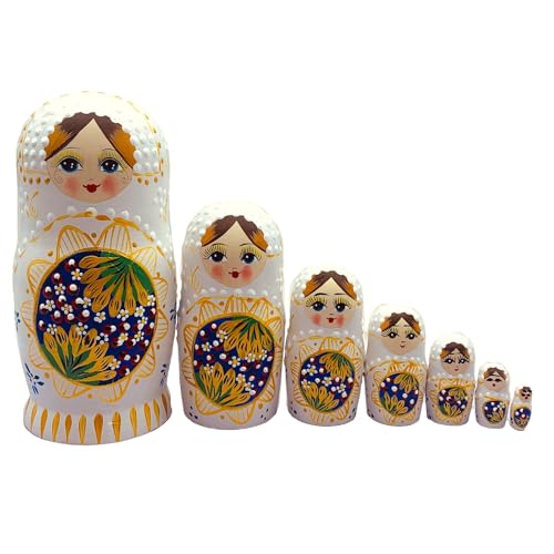 Novelty Russian Dolls Set of 7 Hand Painted Wooden Matroshka for Art Lovers Decorative Russian Nesting Figures von JSGHGDF