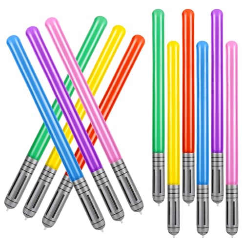 12 Stück Aufblasbare Star Wars Ballons, Schwert Stick Ballons, PVC Lichtschwert für Party Supplies Party Deko Halloween Thema Party Cosplay, 6 Farben von JSMTKJ