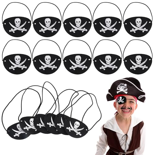 JSMTKJ Piraten Kindergeburtstag Set 30pcs Filz Piraten Augenklappe Pirat Filz Augenmaske Piratenhut Kinder One Eye Patches Skelett für Geburtstag Halloween von JSMTKJ