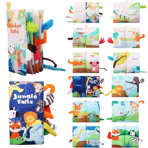 JSTHHTT Babybuch Stoffbuch 2 Stücke, Soft Bilderbuch, Bilderbuch Stoffbücher, Baby Bücher Quiet Book Geschenk, Knisterbuch für Babys und Kinder ab 0+ Monaten von JSTHHTT