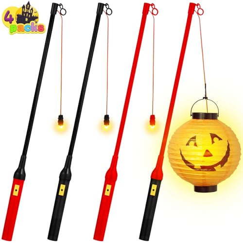 JSUEU Laternenstäbe LED, 4 Stück Laternenstab Kinder Elektrischer 50 cm Laternenstab Mit LED Leuchtstäbe Laterne für St Martin Kinderpartys Kindergarten Kostümpartys Zauberstäbe Halloween Dekoration von JSUEU