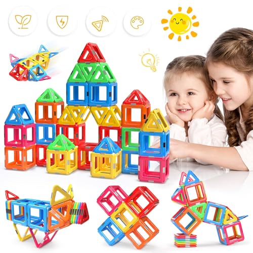 Magnetische Bausteine, Magnete Bauklötze Spielzeug 30 Magnetbausteine Kreativität Pädagogische 3D Magnete Puzzle zum für Kinder ab 3+ Jahre Starke Magnet Spielzeu Weihnachten Geburtstags Geschenk von JSUEU