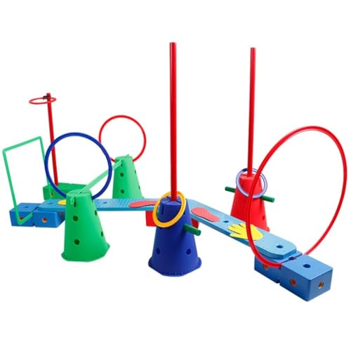 JSXTBHUO Karnevals-Outdoor-Spiele-Kombi-Set, 10 Teile Balance Board for Kleinkinder, Kindergymnastik-Hindernisparcours, Geschenk for Kinder im Alter von 3–8 Jahren von JSXTBHUO