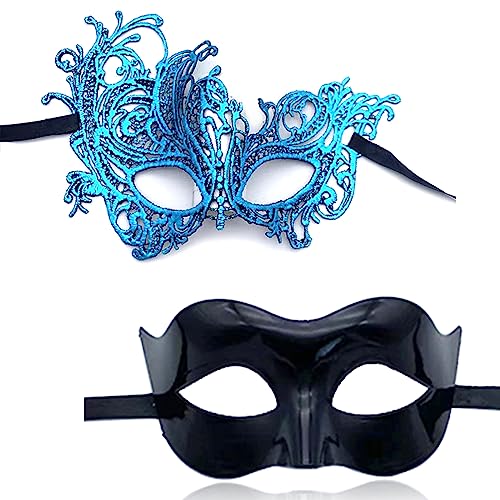 JSZDFSV 2 x Halloween-Party für Damen und Herren, Maskerade, halber Abend, Abschlussball, Spitzen-Augenmaske von JSZDFSV