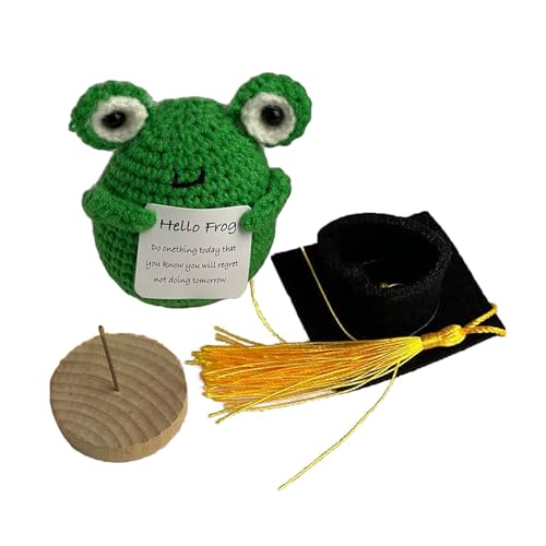 JSZDFSV Lustige Strickfigur, Froschfigur, inspirierende Dekorationen für Büros, Zuhause, Abschlussfeier, Spielzeug, Dekoration, Raumdekoration, Abschlussfeier, Häkelspielzeug von JSZDFSV