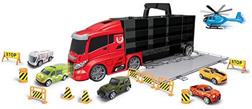 JT-Lizenzen Luna Mega Truck LKW 51 cm Tragekoffer City 16-TLG. mit Autos Helikopter und Zubehör von JT-Lizenzen