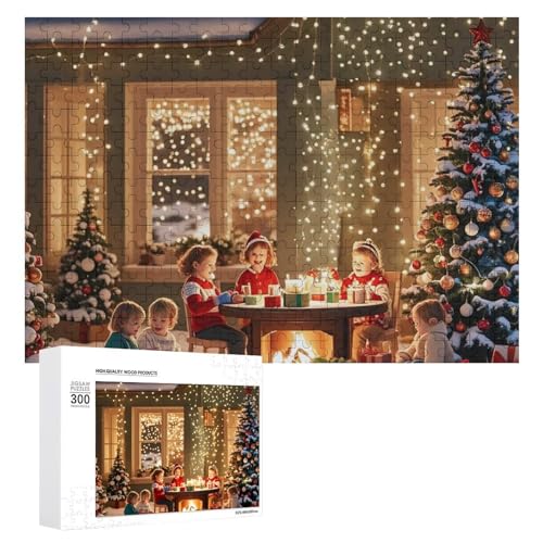 Exquisit Der Tisch ist gefüllt mit Geschenken, bedrucktes Holzpuzzle, 300-teiliges Puzzle, schöne Illustrationen, lustige Indoor-Aktivität für Erwachsene und Familien, 39,9 x 27,9 cm von JTKLQBN