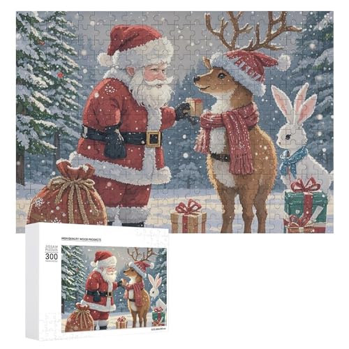 Exquisit für Elch bedruckte Holz-Puzzles, 300-teiliges Puzzle, schöne Illustrationen, lustige Indoor-Aktivität für Erwachsene und Familien, 39,9 x 27,9 cm von JTKLQBN