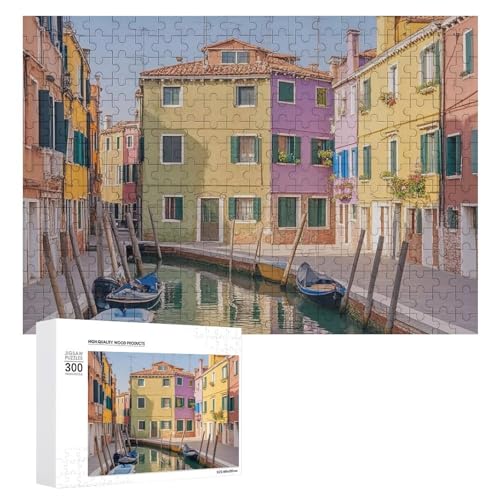 Exquisite venezianische Stadt, gedrucktes Holzpuzzle, 300 Teile, Puzzle, schöne Illustrationen, lustige Indoor-Aktivität für Erwachsene und Familien, 39,9 x 27,9 cm von JTKLQBN